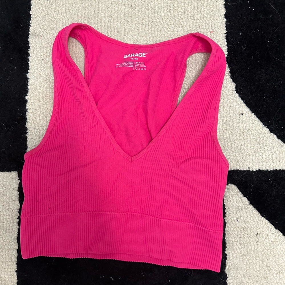 Garage Pink Ribbed Crop Top